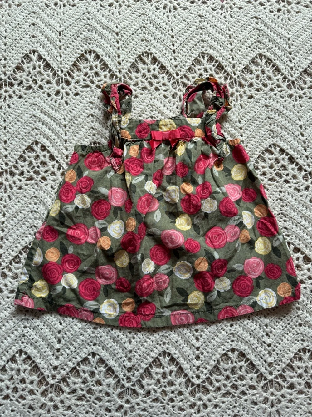 Vintage Gymboree Olive Green 2T Girl Bundle Floral Embroidered Cute Summer